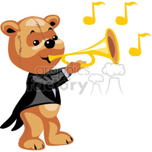 Teddy bear playing the trumpet clipart.