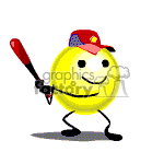 Animated smilie baseball player hitting the ball. clipart. Royalty-free image # 370280