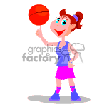 clipart - Girl basketball player spinning the ball on her fingers..