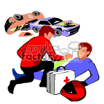 clipart - Animated race car accident..