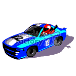 Animated race car.
