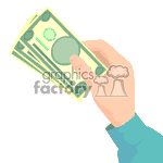 Hand holding a bunch of cash. clipart.