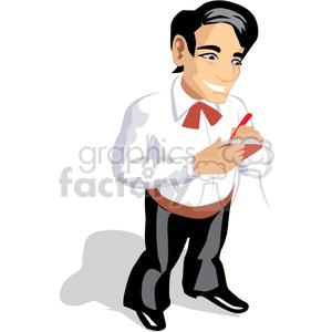 people occupations work working clip art male waiter waiters server taking notes order restaurant service character cartoon illustration