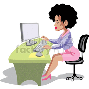 vector girl surfing the web clipart.