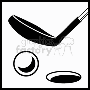 black golf putter hitting ball into the hole clipart.