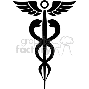 vector clip art vinyl-ready cutter black white medical health caduceus symbol snake snakes wings