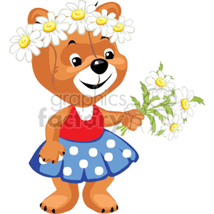 Little girl teddy picking flowers clipart. Commercial use image # 370783