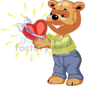 Teddy bear holding a valentine's heart clipart. Commercial use image # 370788