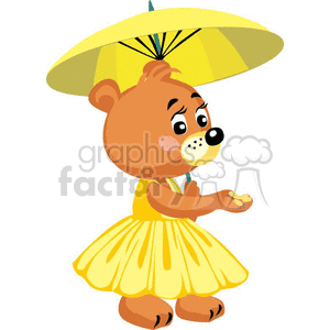 Little girl teddy walking with a umbrella clipart. Commercial use image # 370793