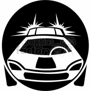 clipart - black and white  police car .