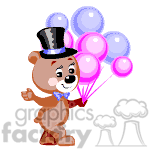 Teddy bear holding a bunch of balloons. animation. Commercial use animation # 371125