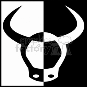 Ox head half black and half white clipart.