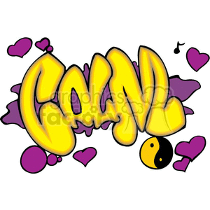 graffiti tag tags word words art vector clip art graphics writing city calm calness yellow peace yin yang music love