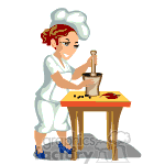 Chef preparing ingredients for food clipart.