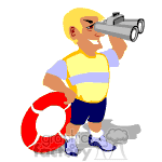 Lifeguard searching for trouble clipart.