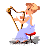 Women playing the harp clipart. Commercial use image # 372551