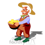 clipart - Farmer holding a basket of food.