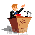 Politician speaking at the podium clipart.