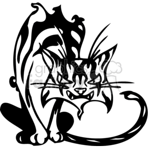 Mean alley cat with arched back clipart.