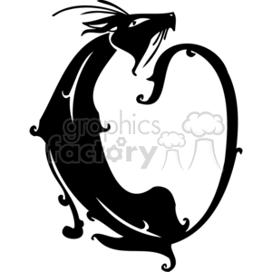 Black cat with long curled tail clipart. Royalty-free image # 372963