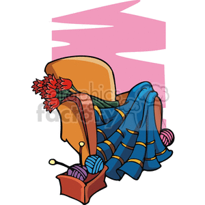 Flowers in a chair for Valentines Day. clipart.