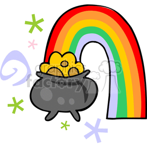 clipart - A Pot of Gold at the end of a Rainbow.