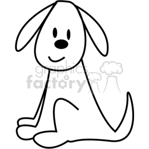 Black and White Pet Dog Sitting clipart.