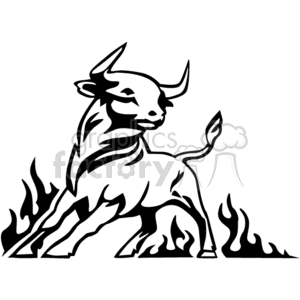 clipart - Flaming Bull.