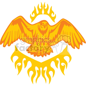 orange eagle with orange flames  clipart.