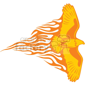 clipart - eagle with flames on white.