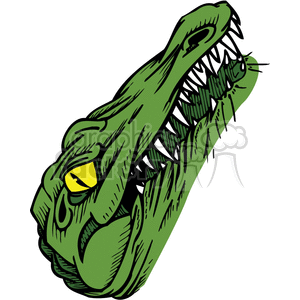 scary green alligator with sharp eyes  clipart.