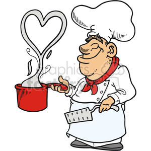 Funny chef making a lovely  Valentines dish clipart.