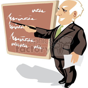A Grey Haired Professor Pointing to the Board