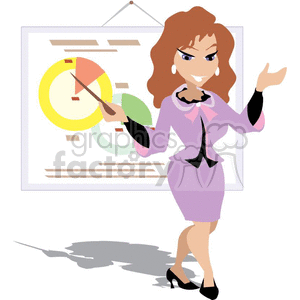Woman professor educating with a pie graph clipart. Commercial use image # 373741