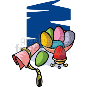 Colorful Easter Eggs on Display in a Dish  clipart. Commercial use image # 144382