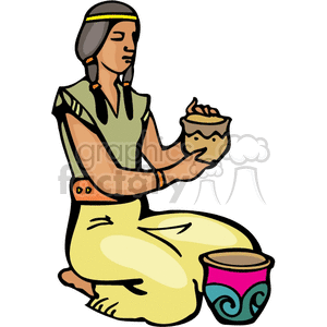 indian indians native americans western navajo female pottery vector eps jpg png clipart people gif