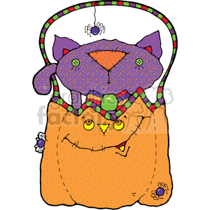 Cat in a pumpkin bag clipart. Commercial use image # 374441