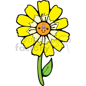 Happy yellow flower clipart. Commercial use image # 374446