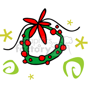 Whimsical Christmas wreath clipart. Commercial use image # 143343