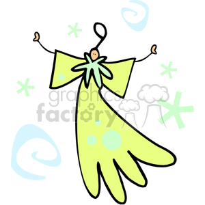 Whimsical Flying Angel with a Halo over Top clipart. Royalty-free image # 143348