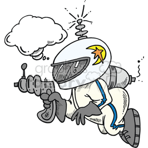 funny comical humor character characters people cartoon cartoons activities vector space spaceman suit gun zapper alien thinking astronaut astronauts planet planets cartoon NASA alien aliens