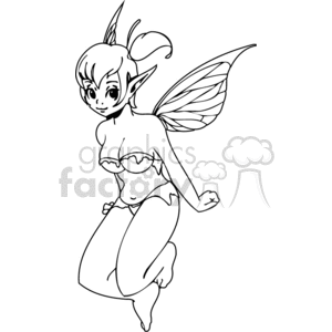 vector clip art vinyl-ready girl girls fantasy elf elfs black white cartoon cartoons art anime wing wings