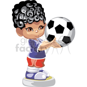 Small boy holding a soccer ball clipart. Commercial use image # 376160