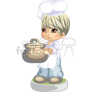 A little boy chef carrying a pot clipart. Royalty-free image # 376165