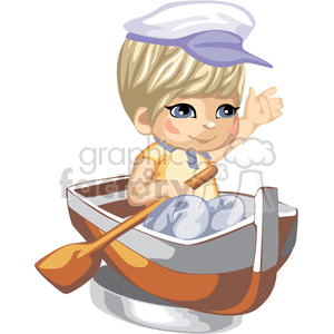 A little sailor boy in a row boat clipart. Royalty-free image # 376170