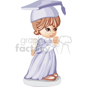 Little Girl Wearing a Light Blue Graduation Gown and Cap clipart. Commercial use image # 376200