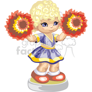Cute little cheerleader holding pom poms clipart.