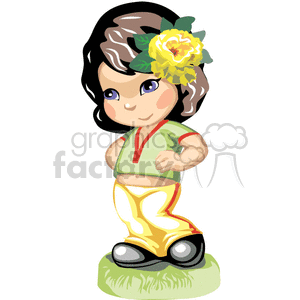 Little girl with flower in her hair clipart. Commercial use image # 376225