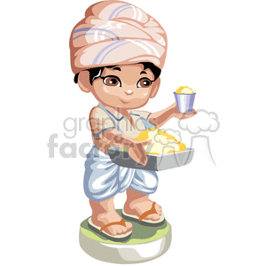 kid kids child cartoon cute little clip+art vector eps gif jpg children people funny india Asian food server serving turban
