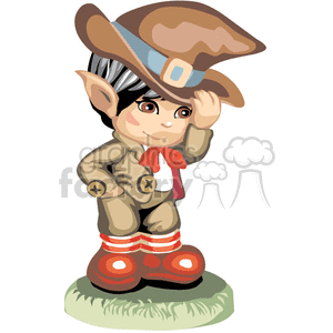 Elf little boy touching his hat clipart. Royalty-free image # 376290